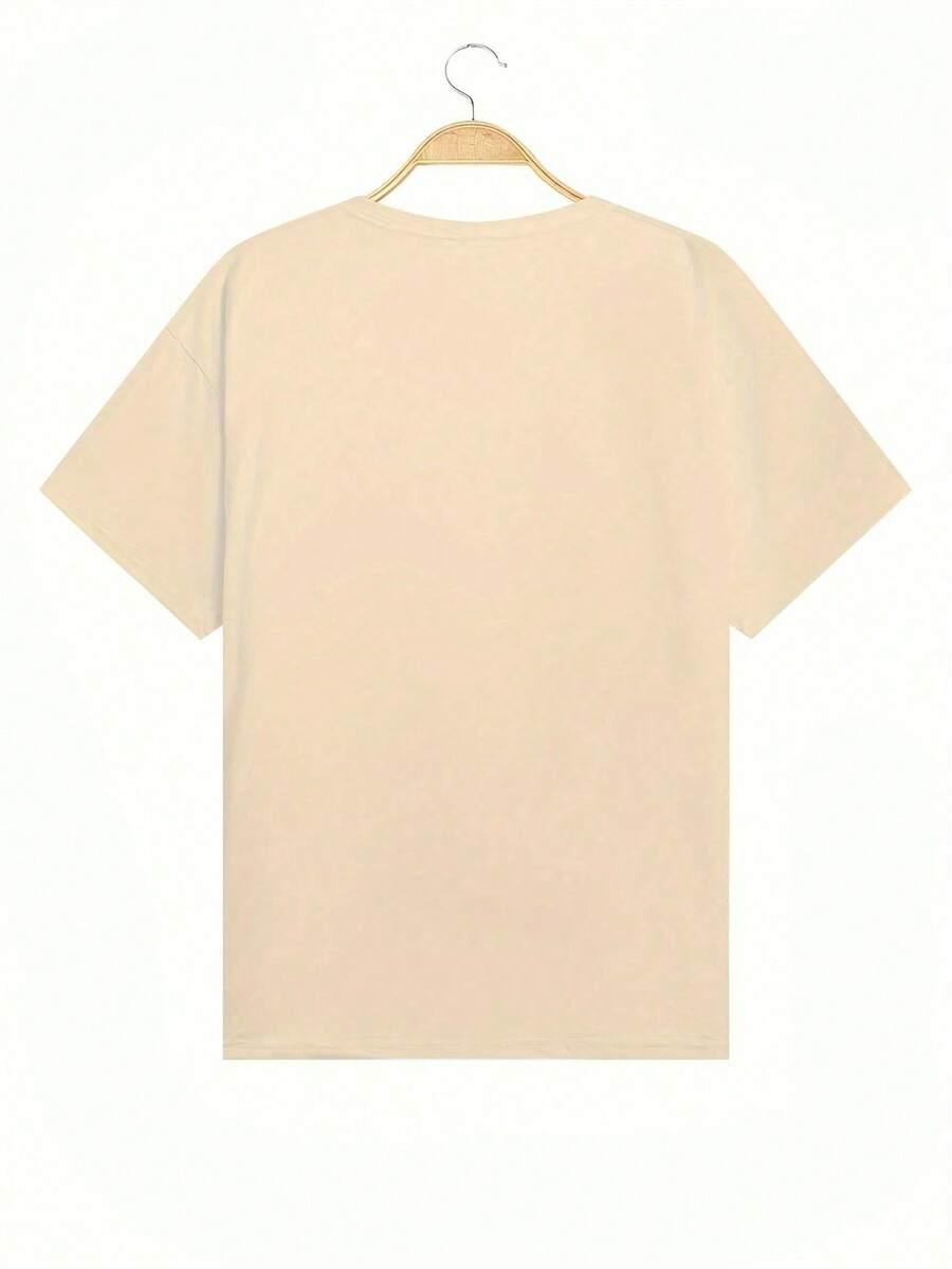 beżowy t-shirt nadruk