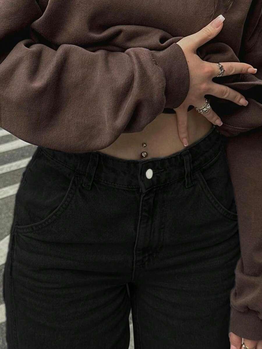 CZARNE SPODNIE JEANS