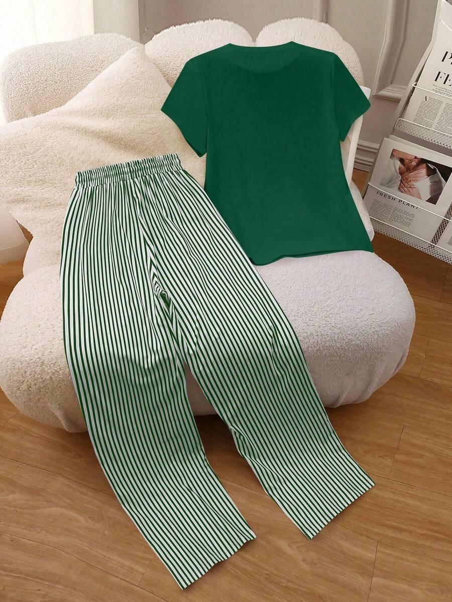komplet t-shirt spodenki paski