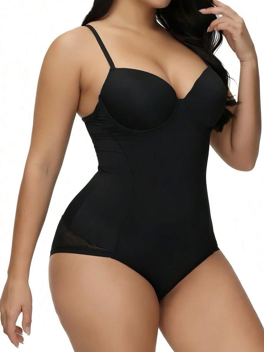 czarne body modelujące koronka ramiączka