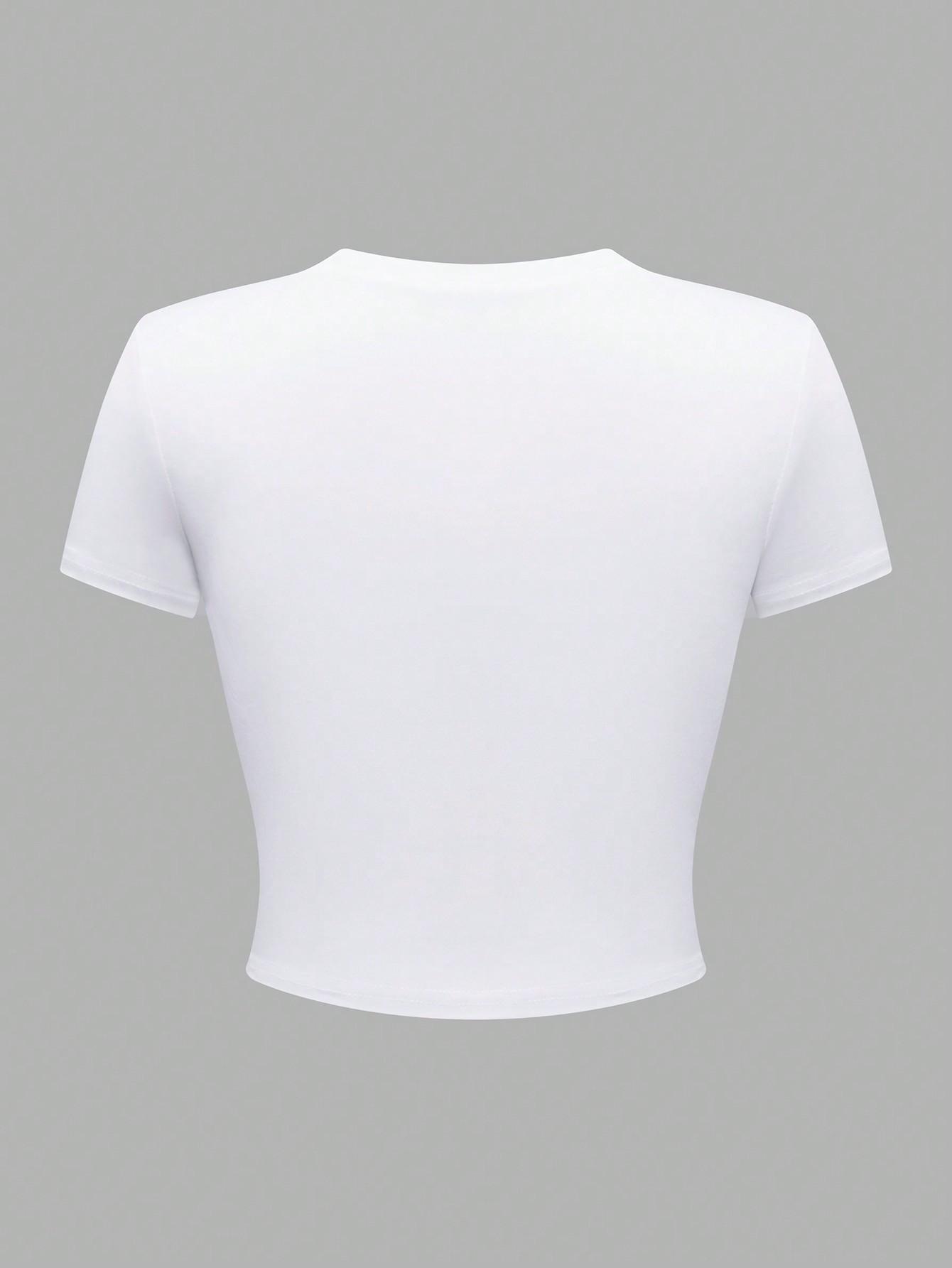 BIAŁY T-SHIRT OKRĄGŁY DEKOLT 