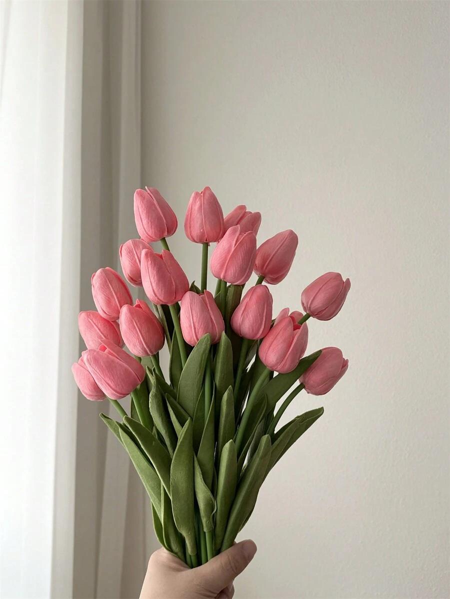 różowy sztuczny tulipan 3-pack