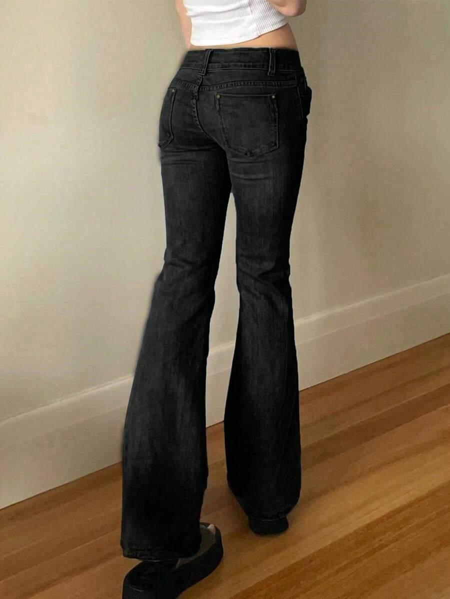 CZARNE SPODNIE JEANS NISKI STAN