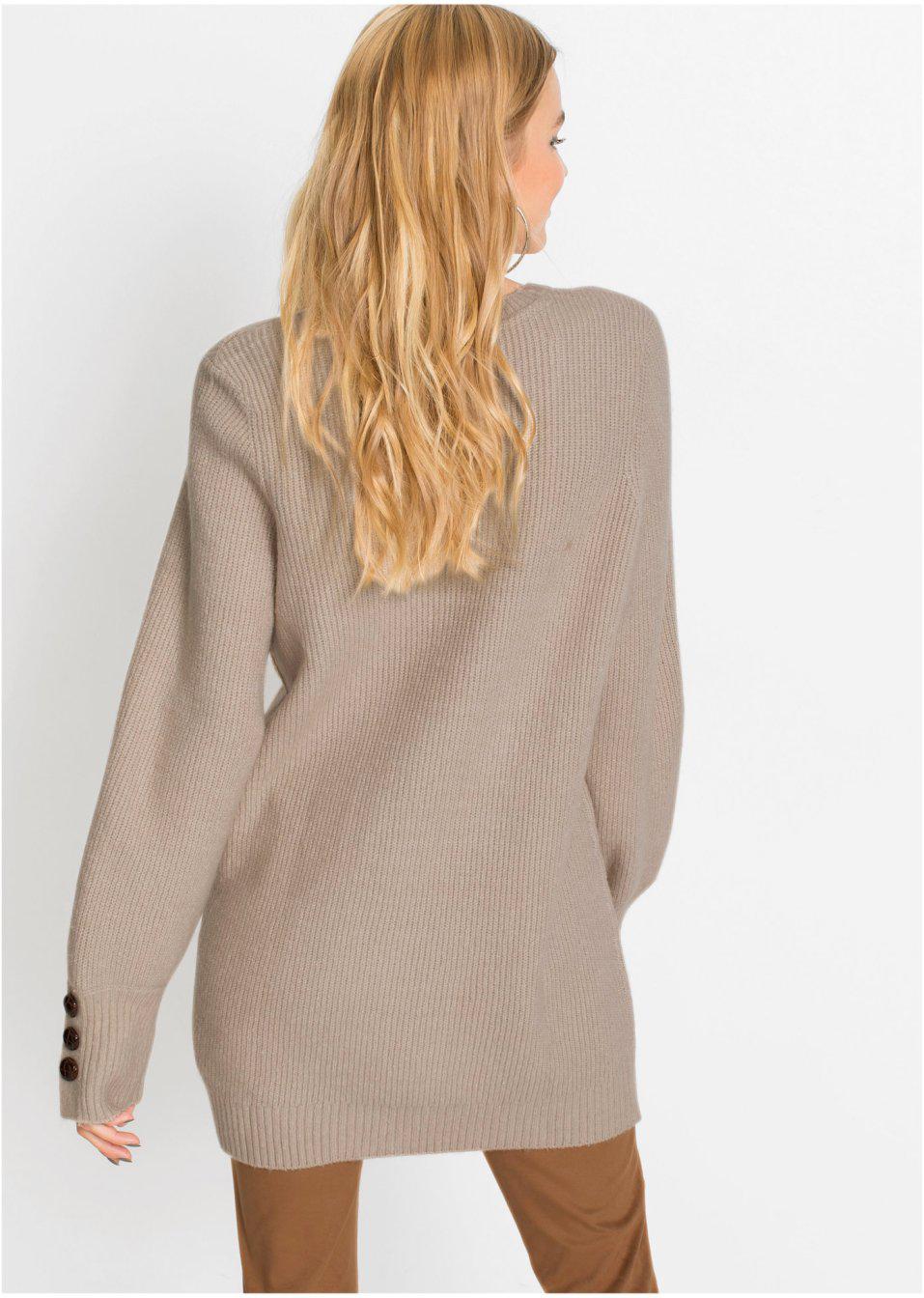 BEŻOWY SWETER GUZIKI