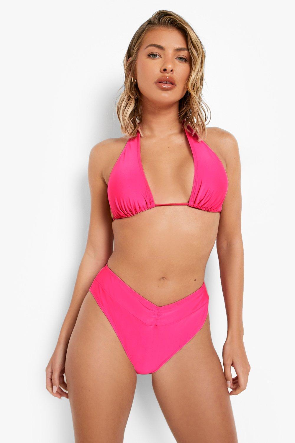 RÓŻOWY DÓŁ OD BIKINI NEON MARSZCZENIE