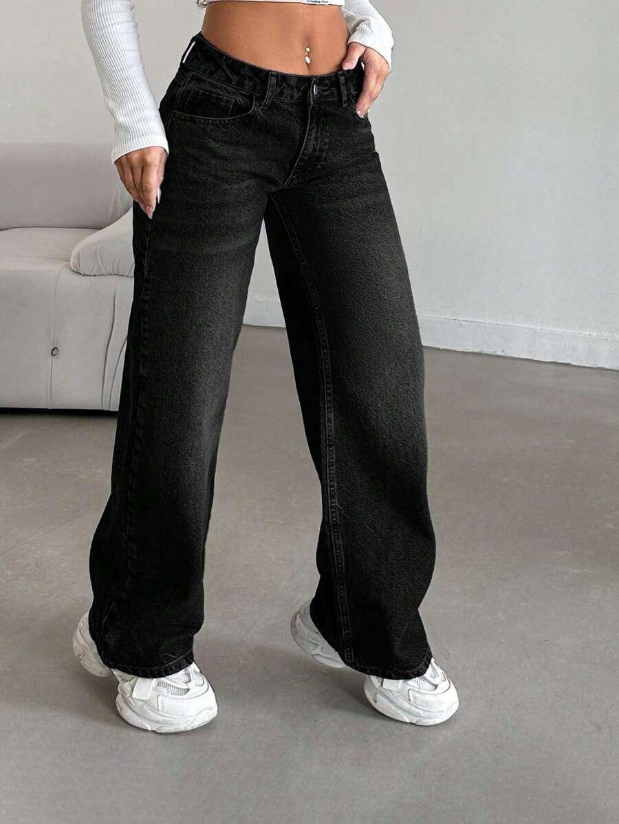 CZARNE SPODNIE JEANS