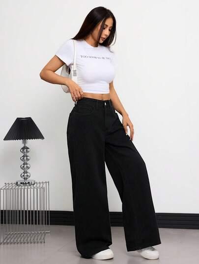 CZARNE SPODNIE JEANS