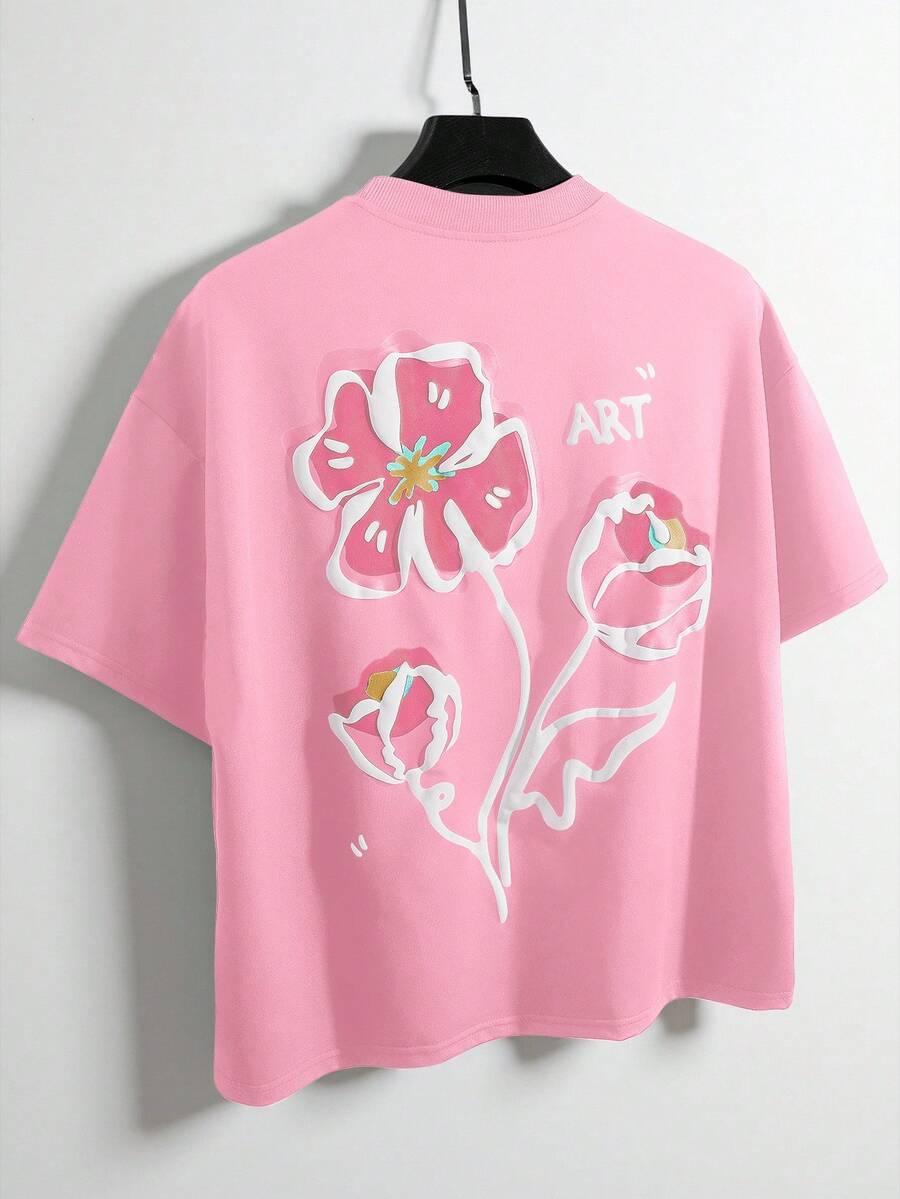 różowy t-shirt nadruk