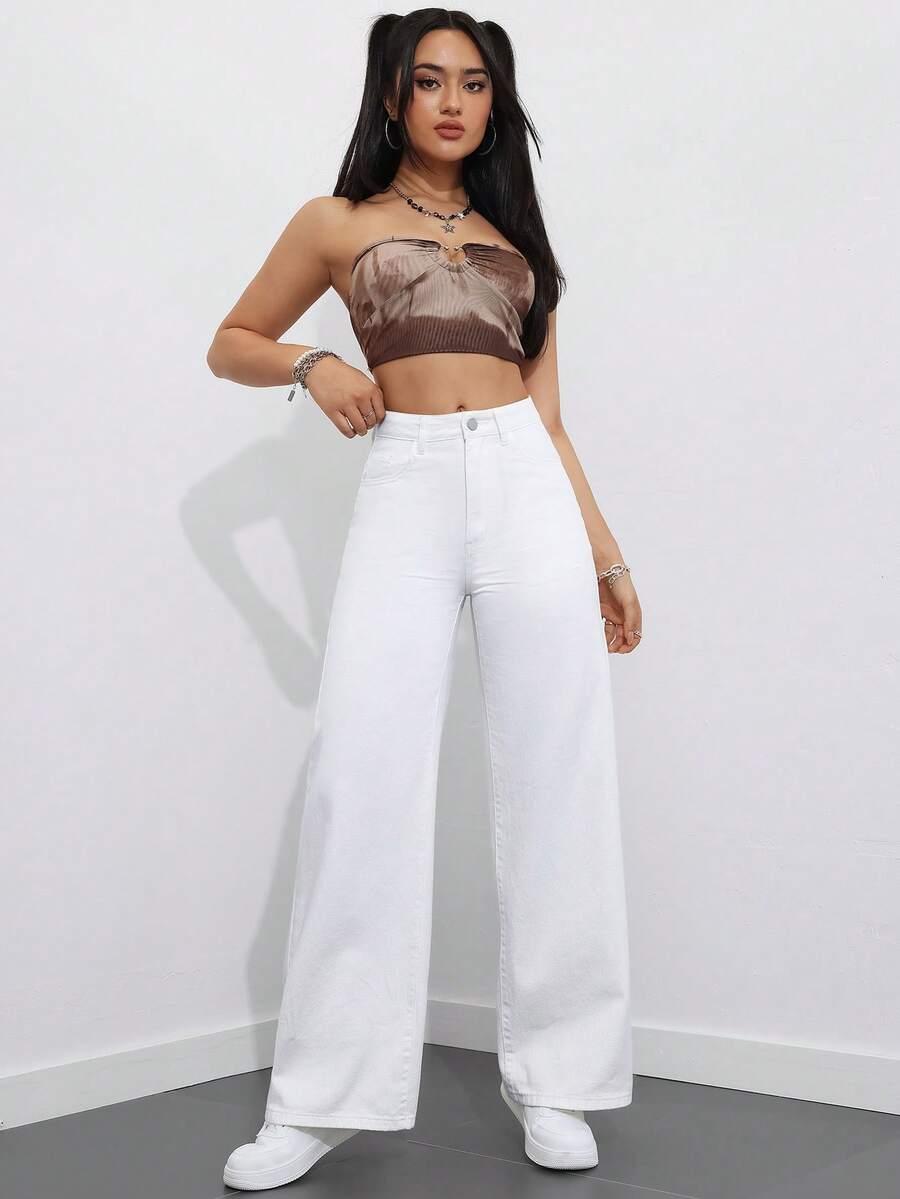 BIAŁE SPODNIE JEANS