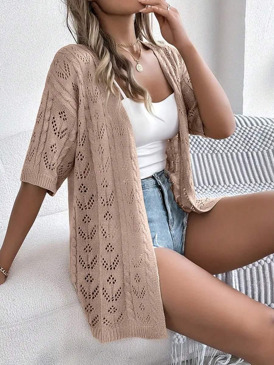 beżowy sweter narzutka