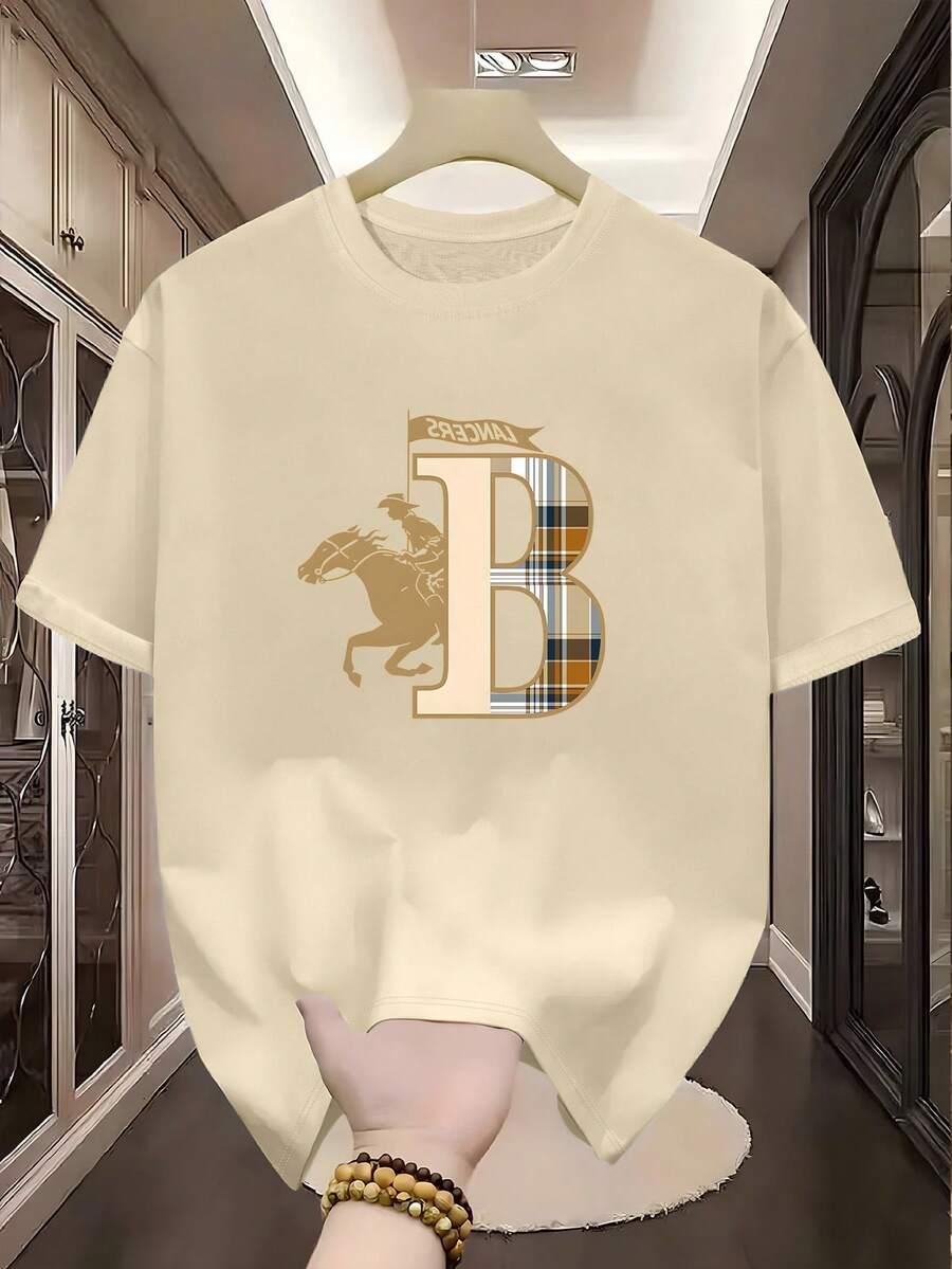 t-shirt okrągły dekolt nadruk 