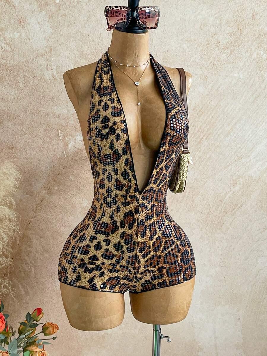 kombinezon cekiny animal print