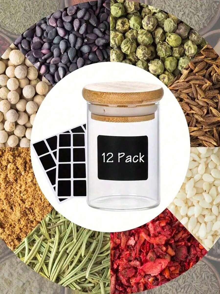 szklane pojemniki na przyprawy 12-pack