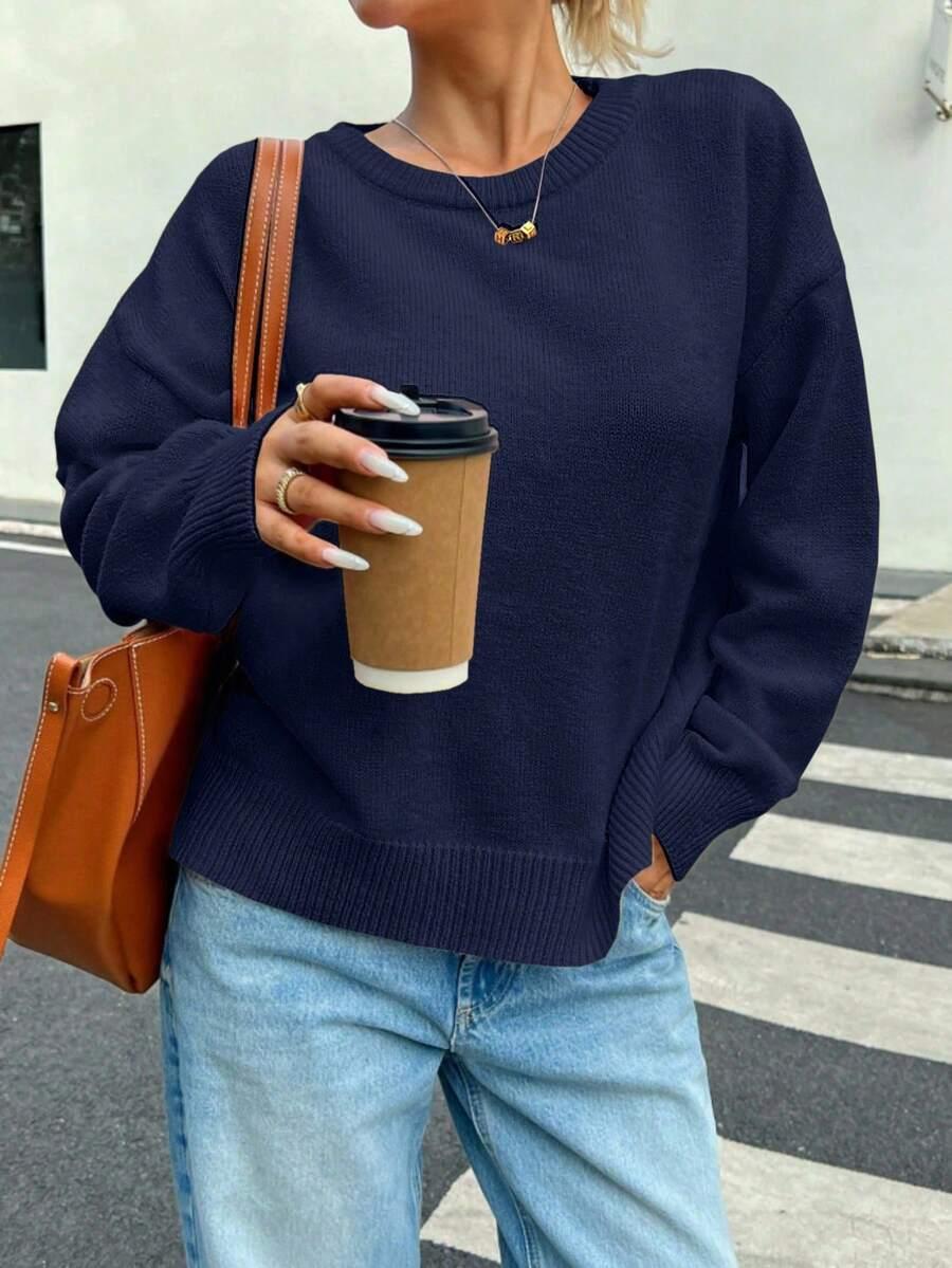 GRANATOWY SWETER OVERSIZE