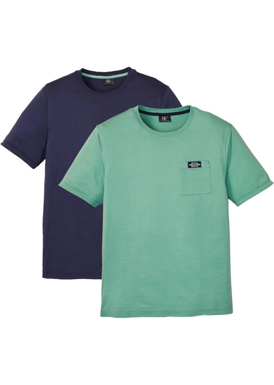 MĘSKI T-SHIRT Z BAWEŁNY OKRĄGŁY DEKOLT 2 SZT 
