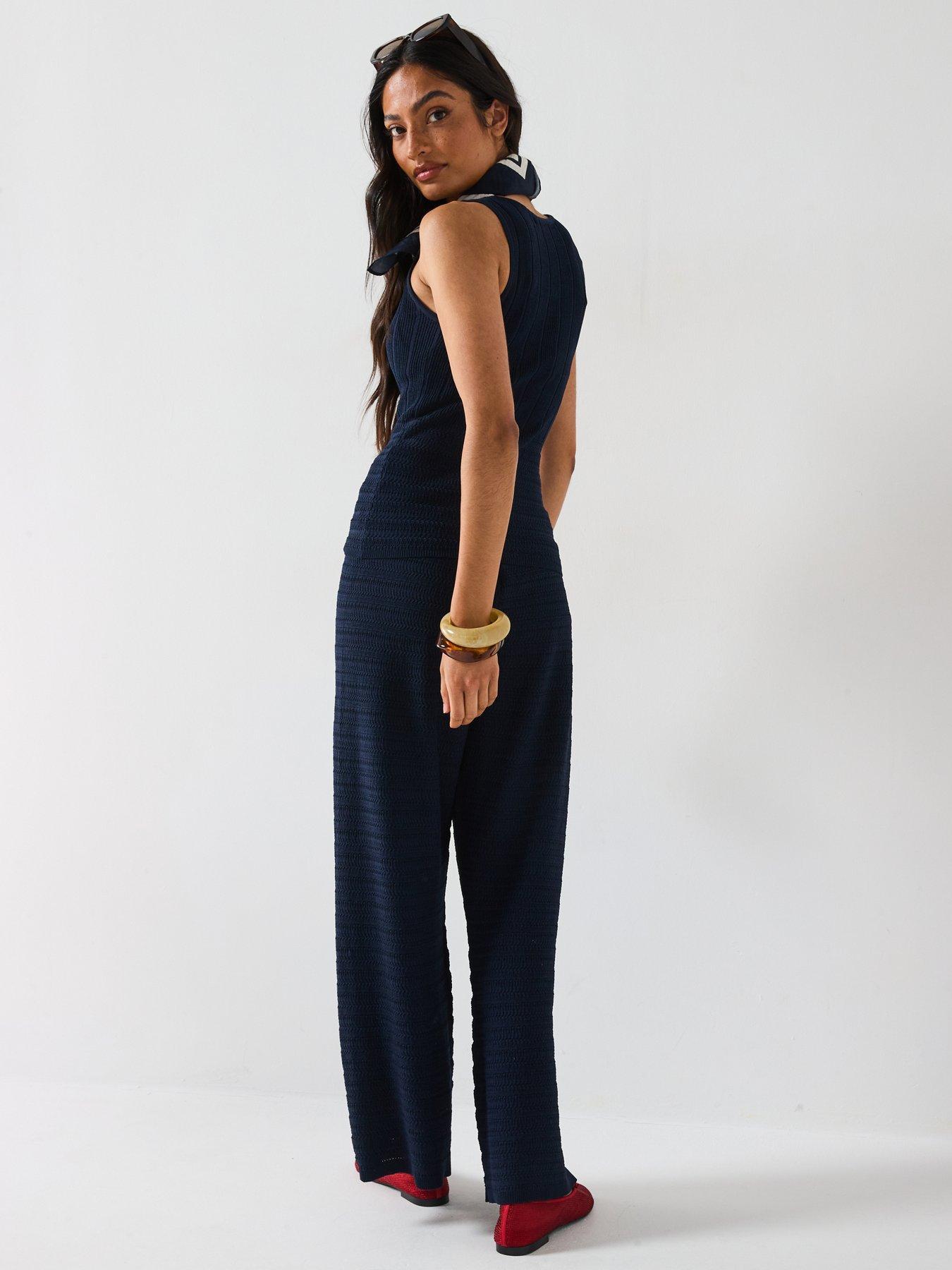 V BY VERY SPODNIE WIDE LEG Z DZIANINY 