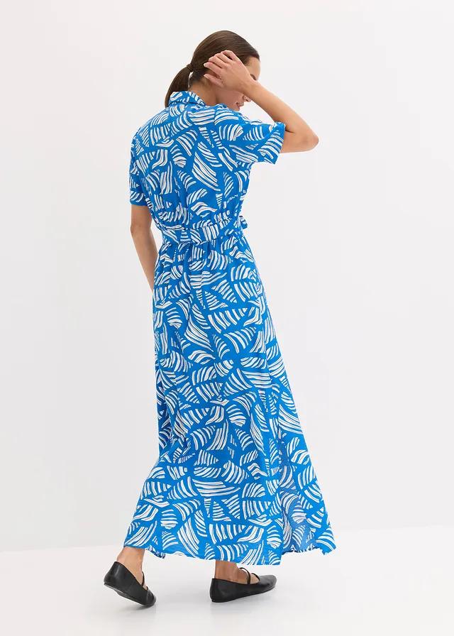 SUKIENKA MAXI PLUS SIZE Z KOŁNIERZYKIEM I GUZIKAMI WISKOZOWA