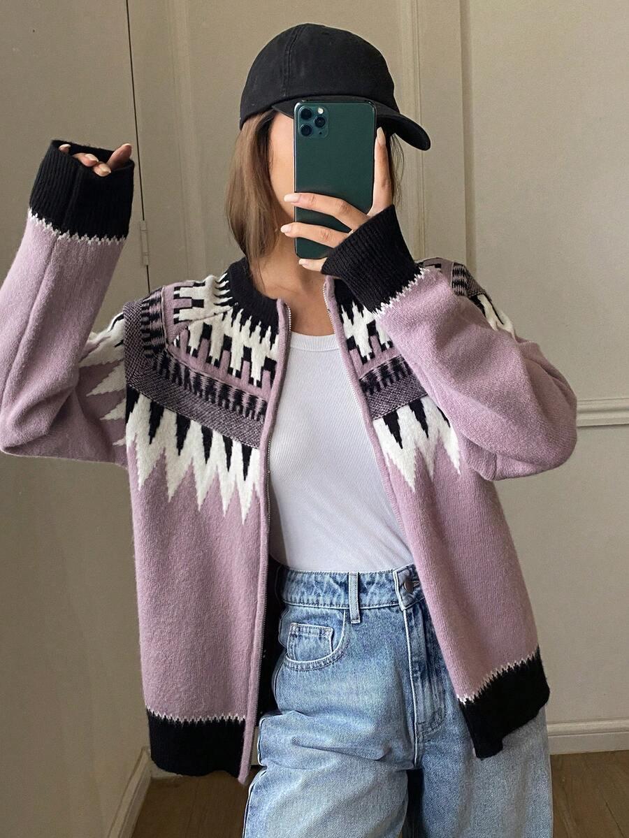 sweter dzianina zamek