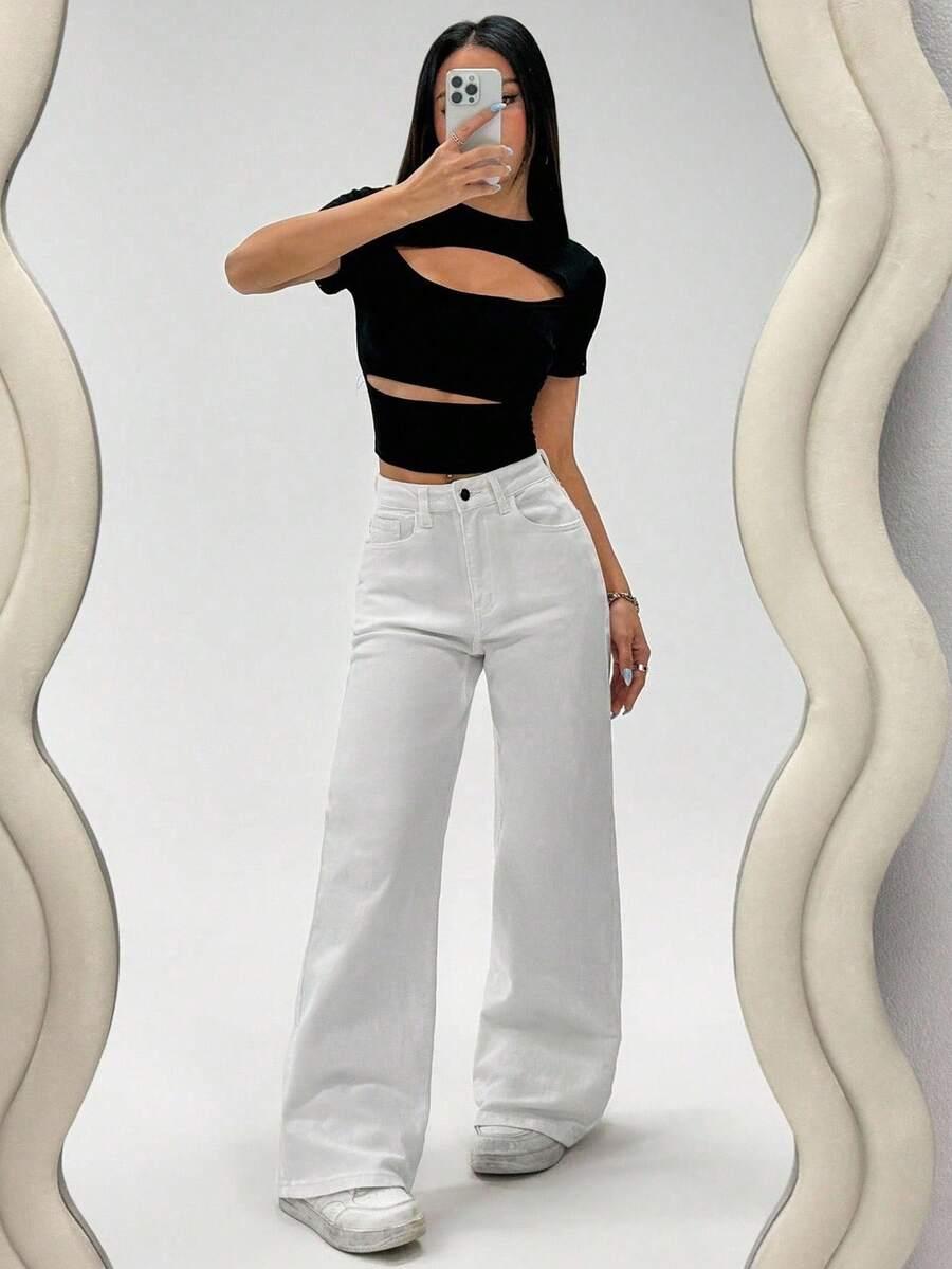 BIAŁE SPODNIE JEANS