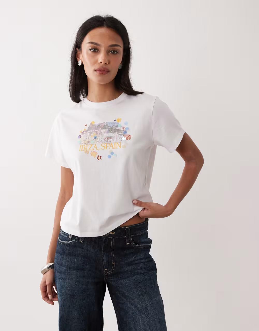 biały t-shirt print