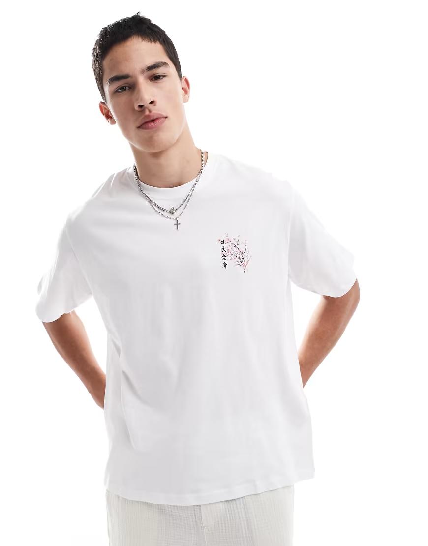 biały bawełniany t-shirt print