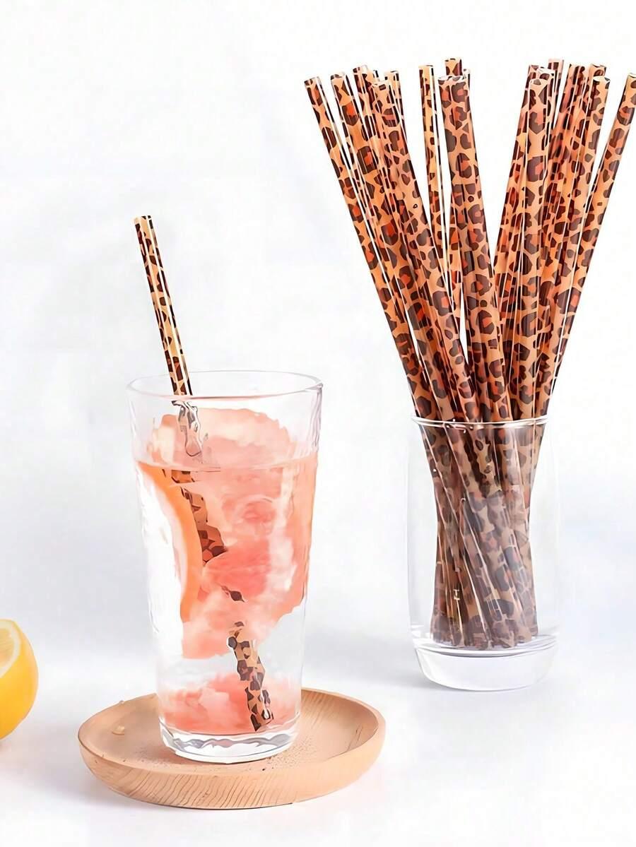 słomki animal print 10-pack