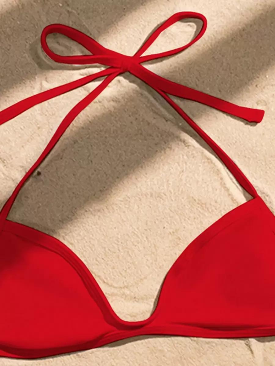 czerwona góra od bikini wiązanie 