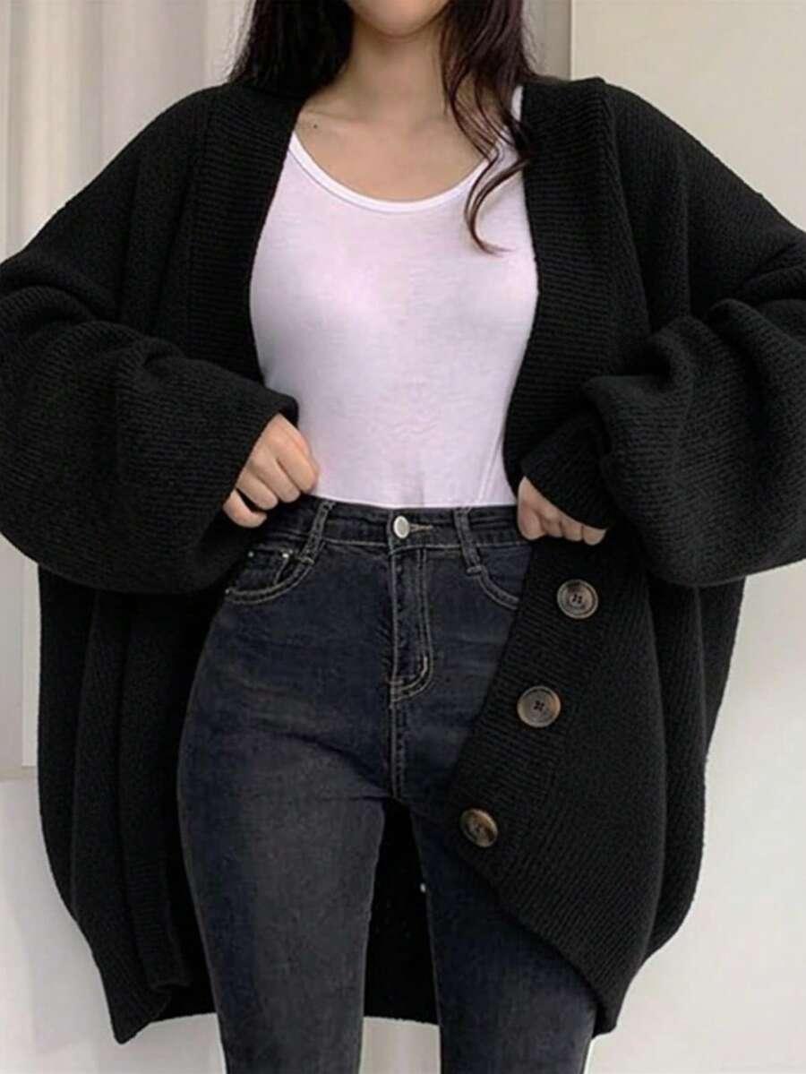 czarny sweter kardigan