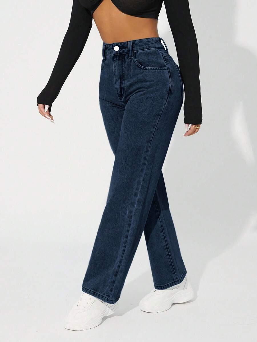 granatowe spodnie jeans 