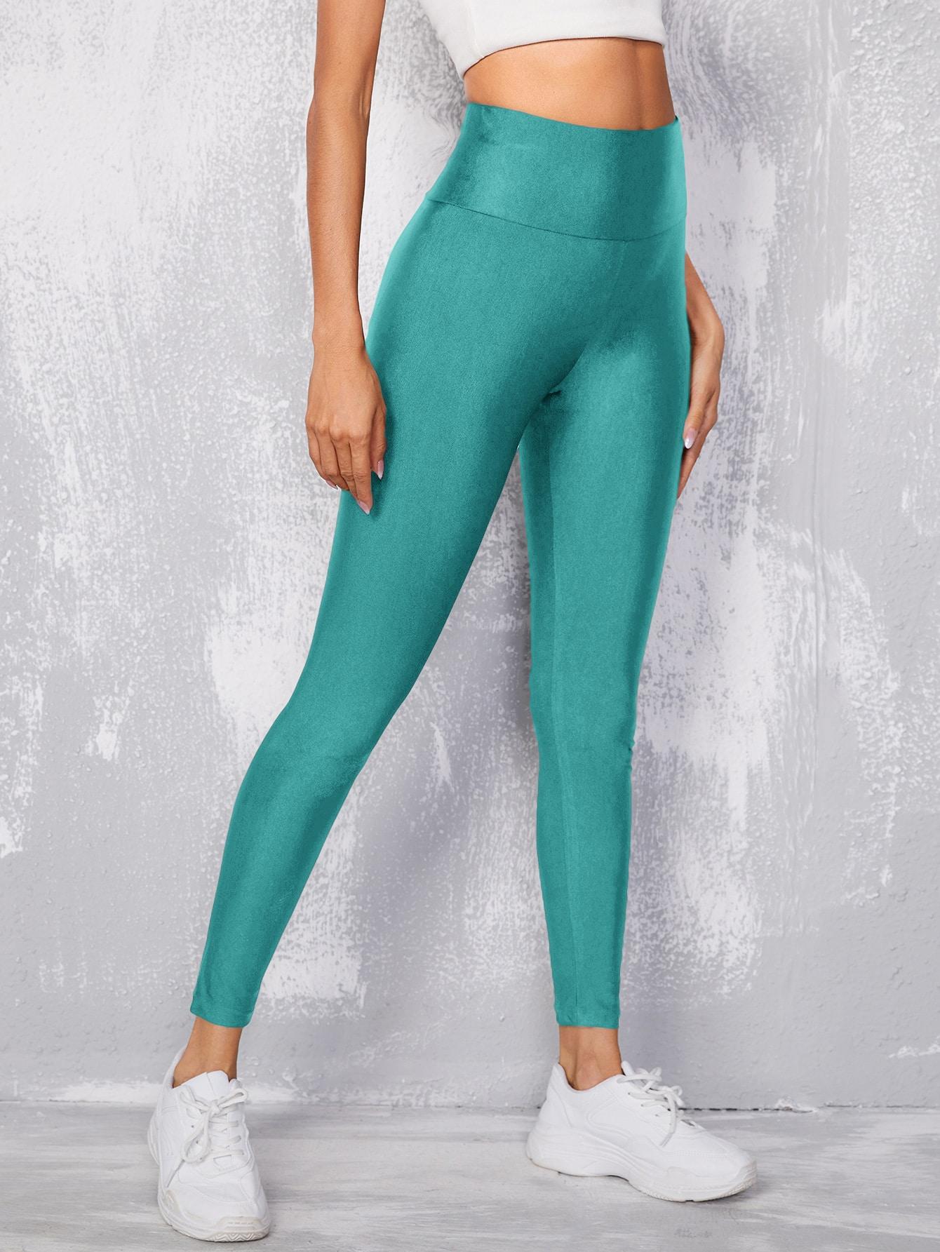 niebieskie legginsy wysoki stan 