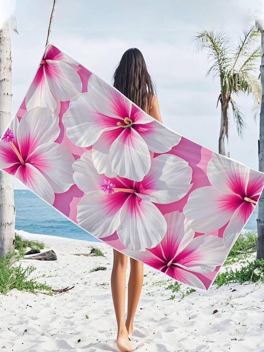 RĘCZNIK PLAŻOWY WZÓR KWIATY