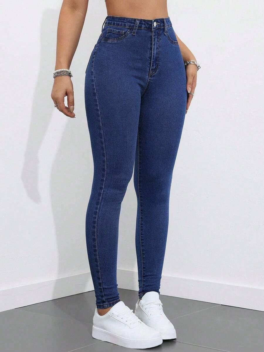 GRANATOWE SPODNIE JEANS RURKI