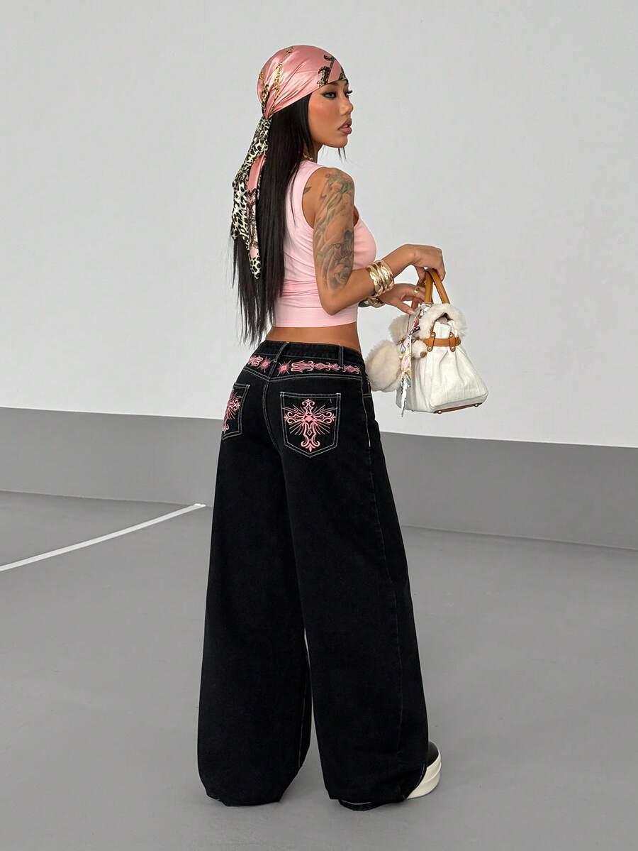 CZARNE SPODNIE JEANS 