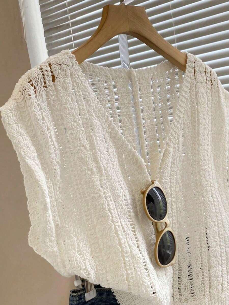 AŻUROWA KAMIZELKA V-NECK
