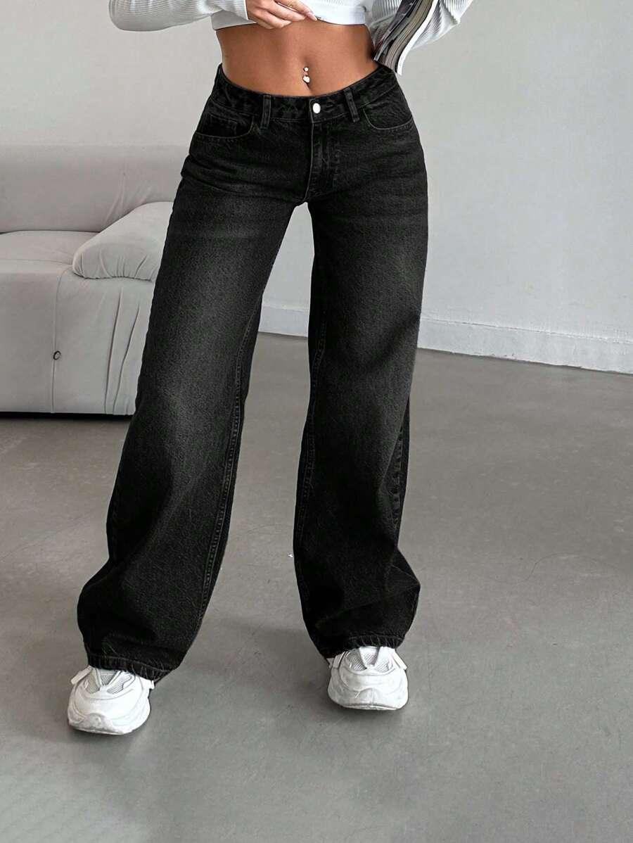CZARNE SPODNIE JEANS