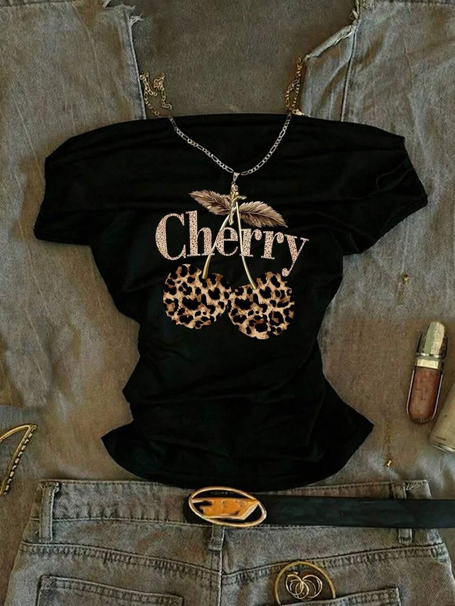 czarny t-shirt nadruk