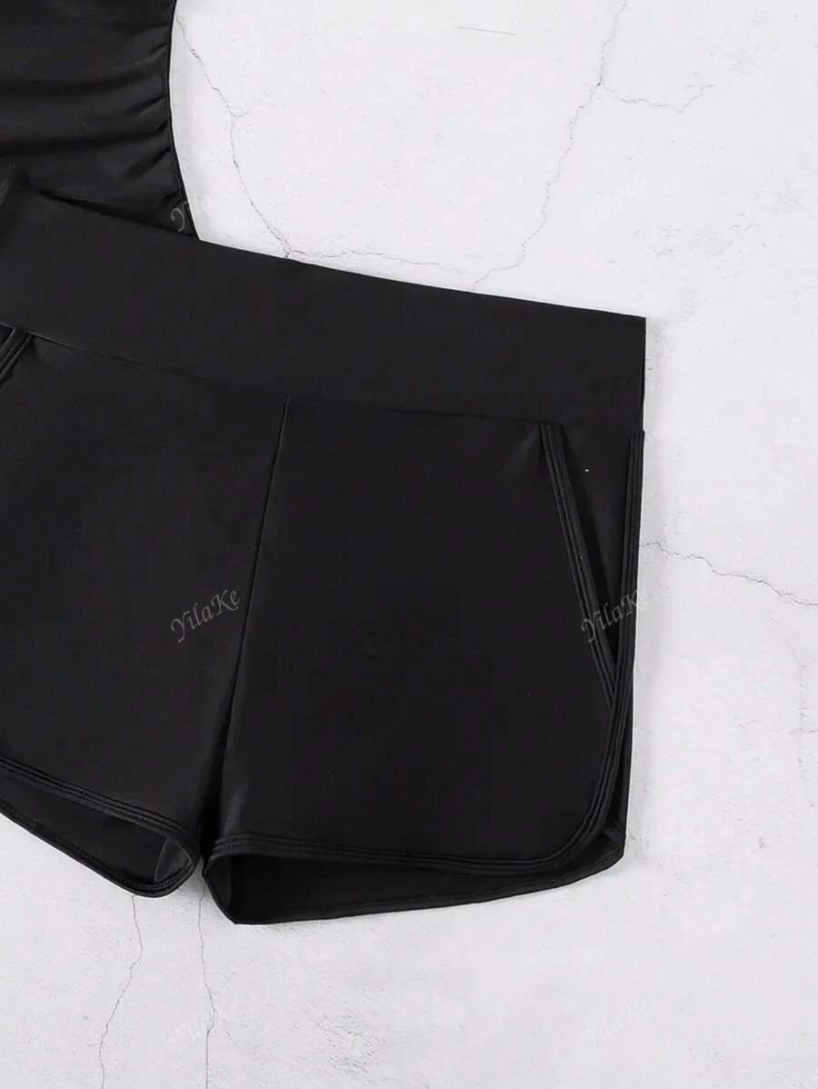 CZARNY KOMPLET BLUZKA SPODENKI