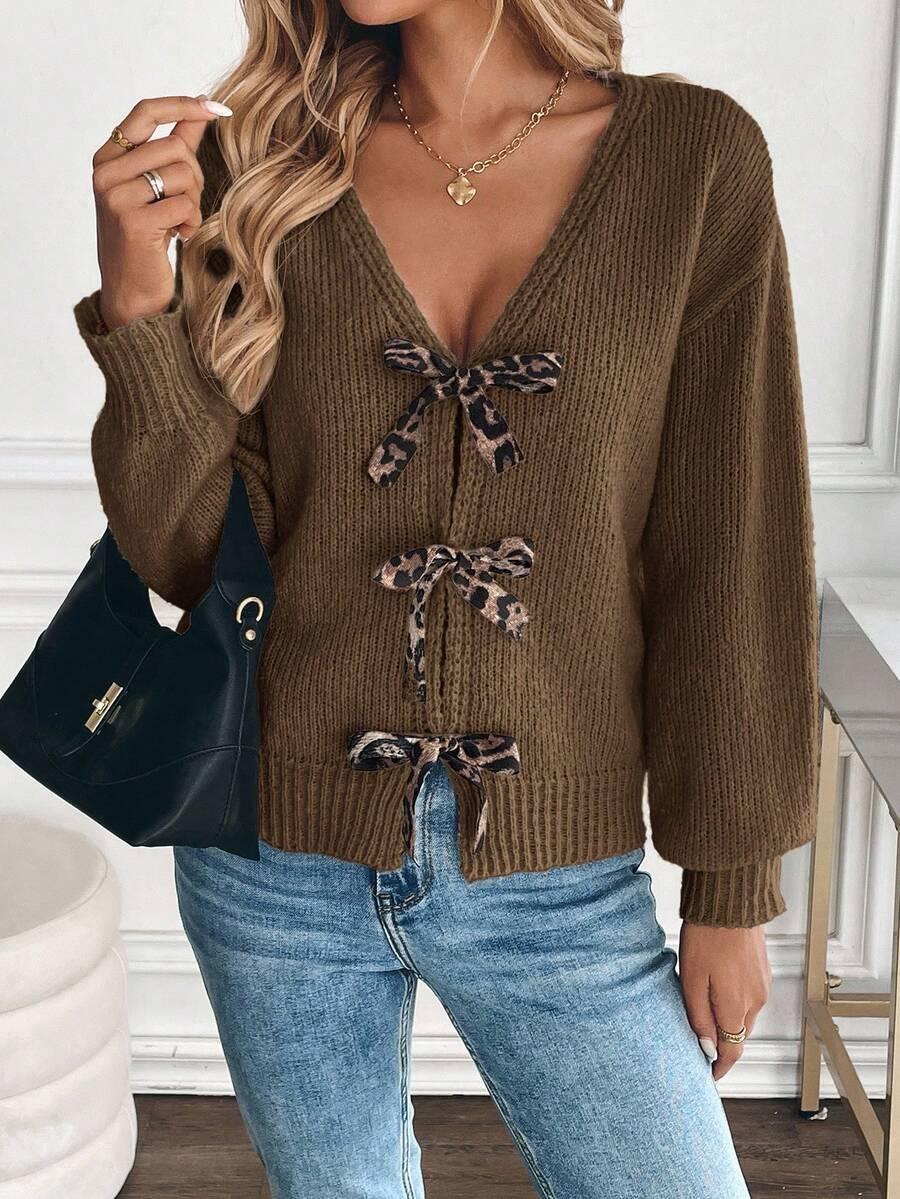 brązowy sweter wiązania