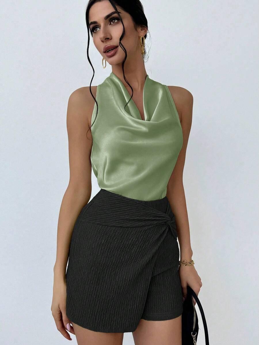 ZIELONY SATYNOWY TOP