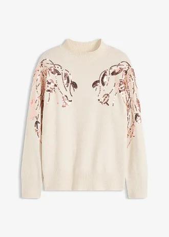 SWETER DAMSKI OVERSIZE STÓJKA CEKINY