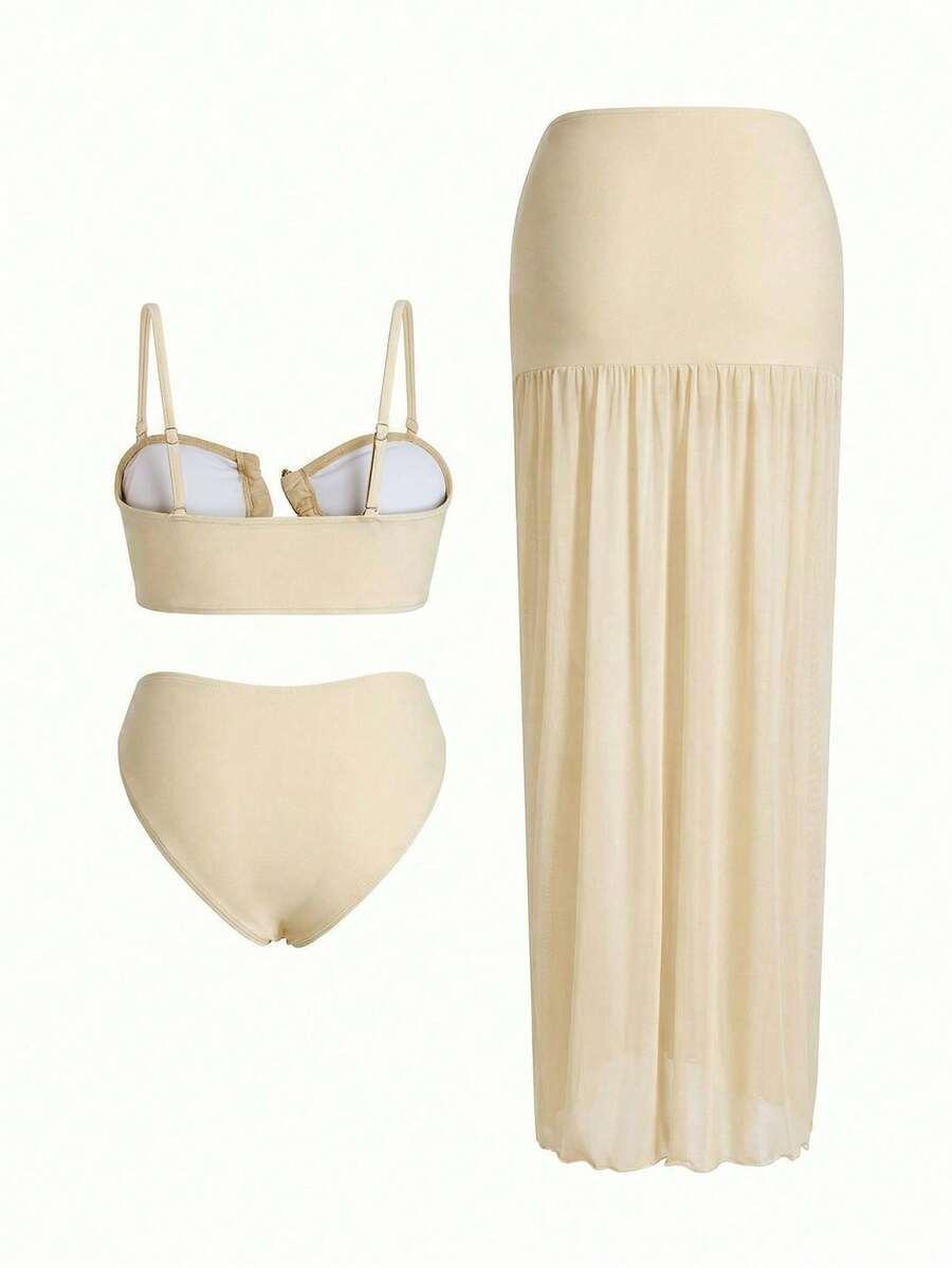 DWUCZĘŚCIOWE BIKINI DAMSKIE ZE SPÓDNICĄ