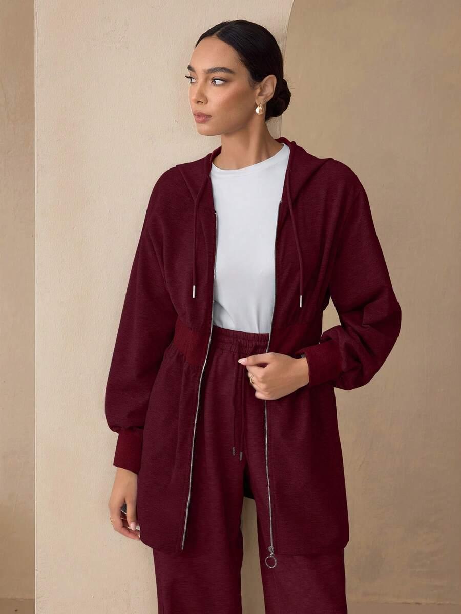 bordowa bluza z kapturem