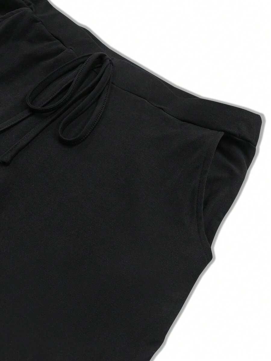 czarne spodnie capri casual wiązanie