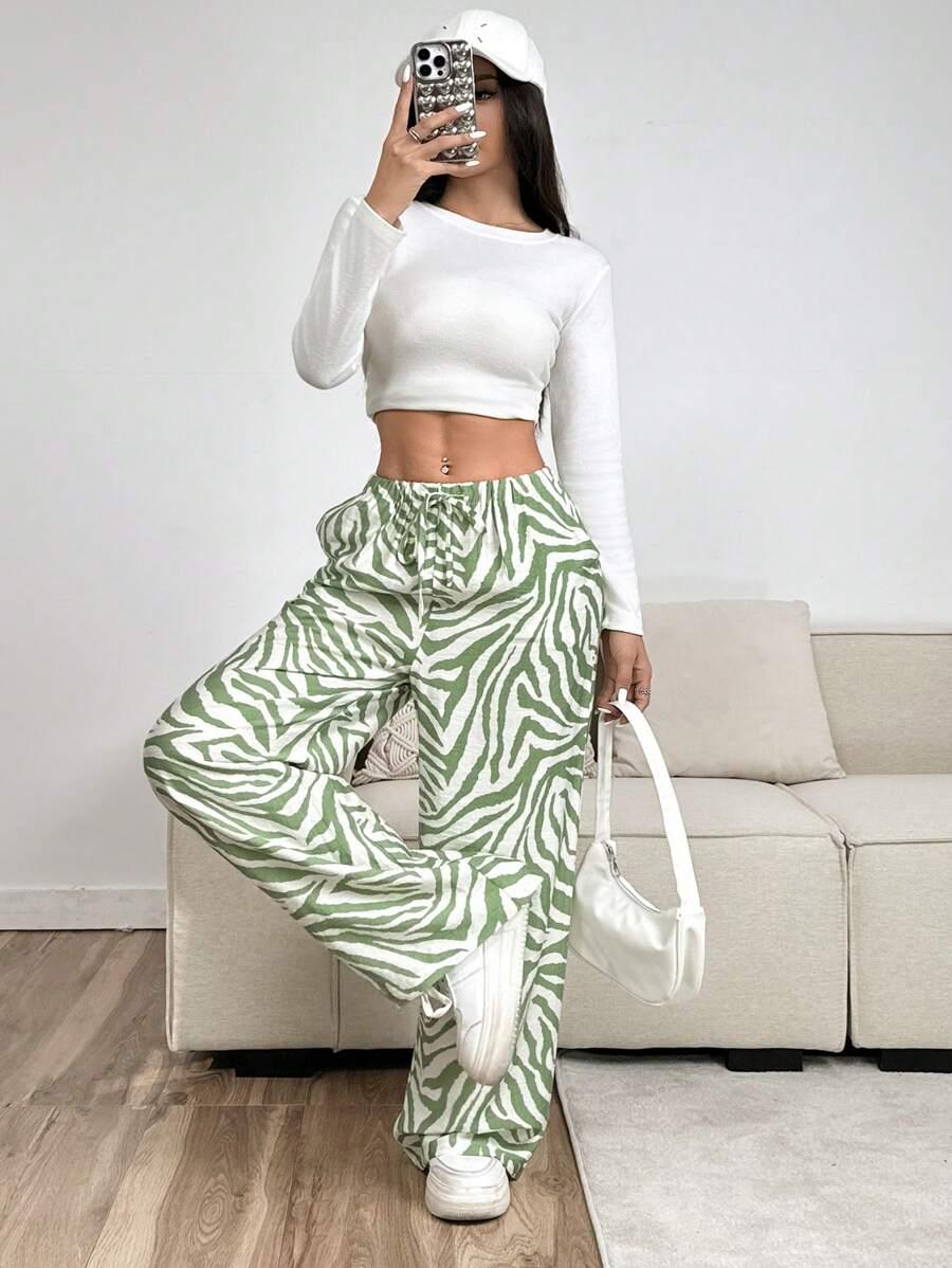 zielone spodnie casual wzór