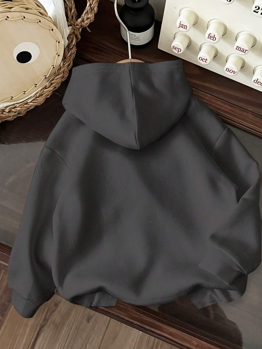 SZARA BLUZA Z KAPTUREM PRINT