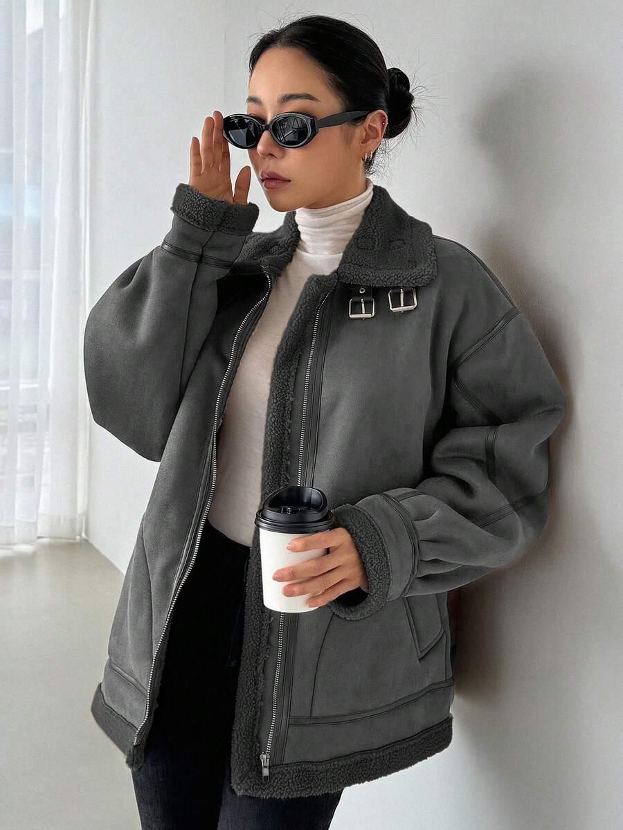 szara kurtka zamek