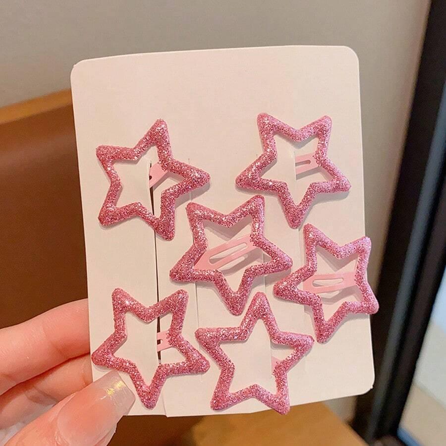 różowe spinki do włosów gwiazdy 6-pack