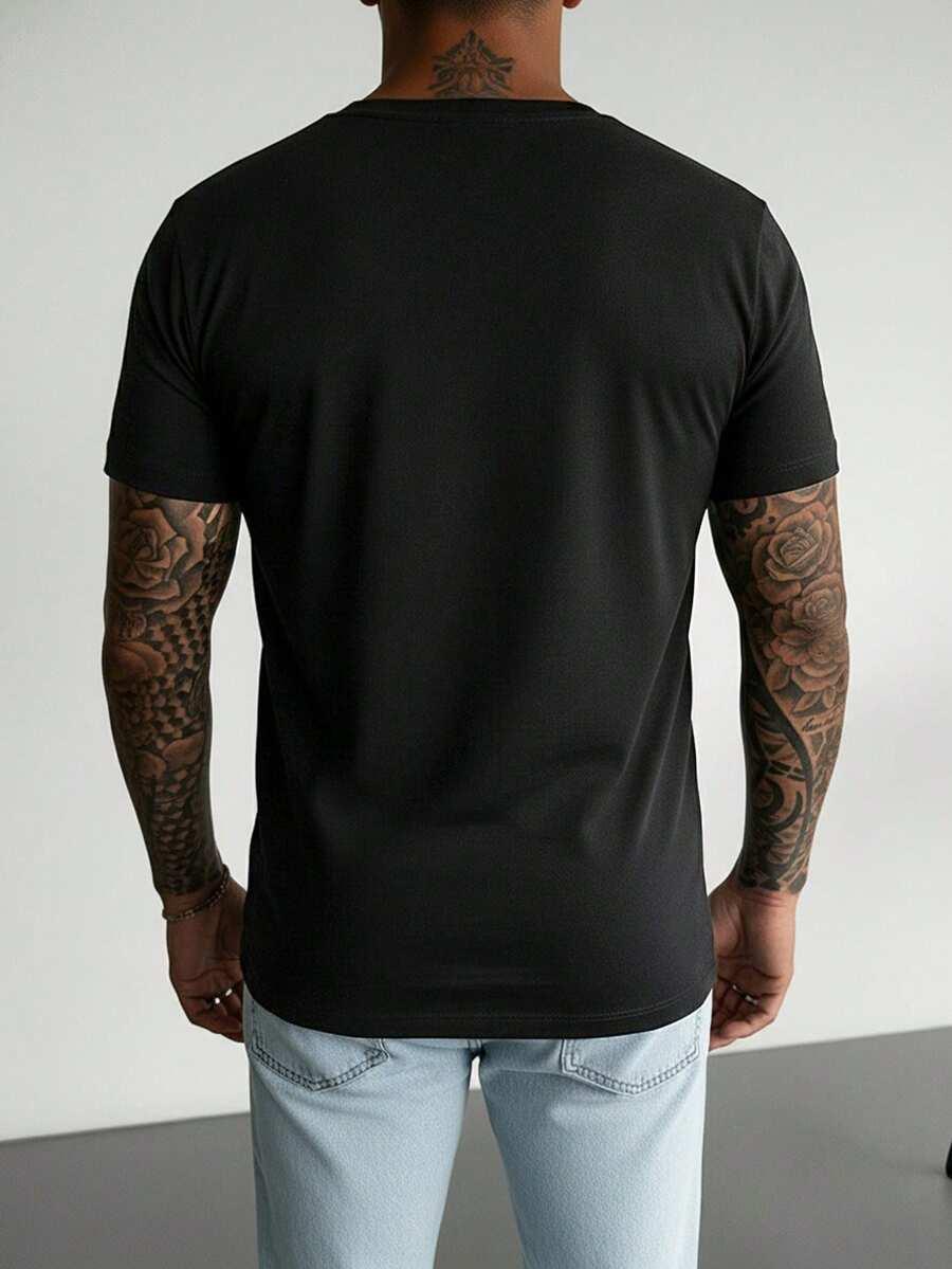 CZARNY T-SHIRT v-neck