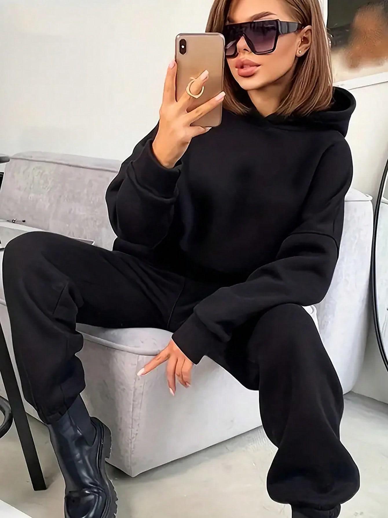 CZARNY KOMPLET BLUZA SPODNIE