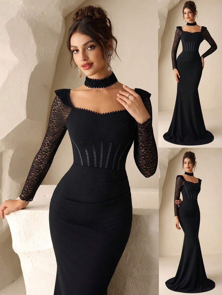 CZARNA MAXI SUKIENKA